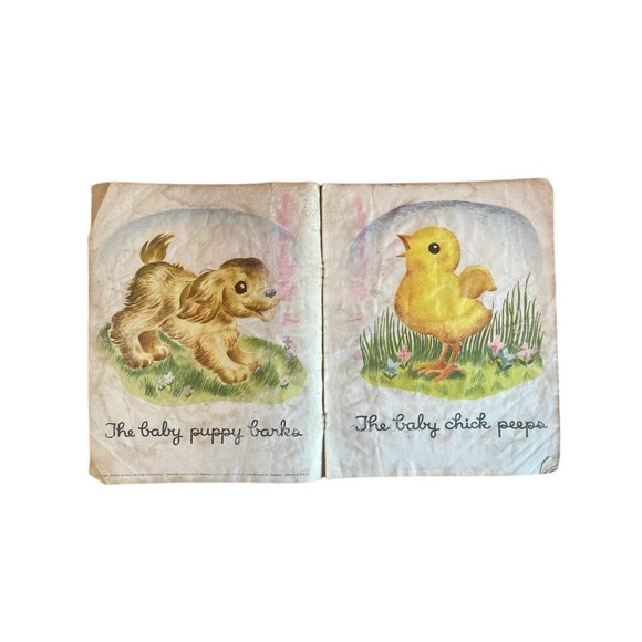 Vintage 1945 Baby Animals Cloth Childs Book By Tony Brice Pub Rand McNally SEE - Picture 3 of 7